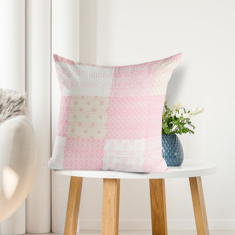 Housse de coussin en coton matelassé Traditional, Rose clair / Crème, Polyester/ bourre en polyester