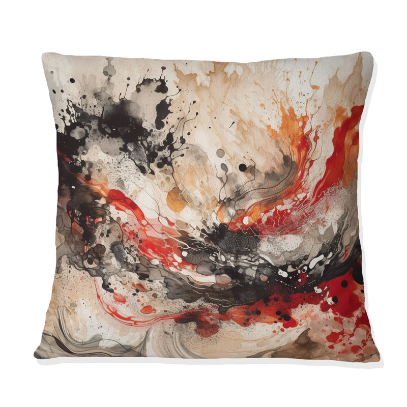Agate rouge rouge et noire II - Coussin décoratif imprimé abstrait