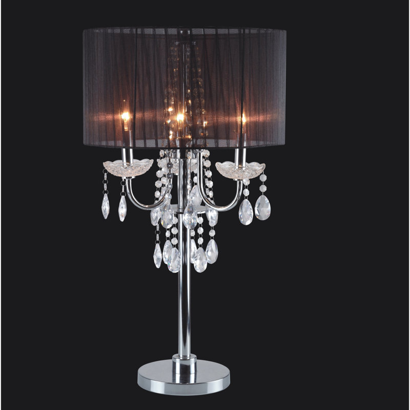 LAMPE DE TABLE INSPIRÉE NOIR / CRISTAL 29,5 po H (1 PC / RTC), lampe tactile style candélabre moderne, Noir