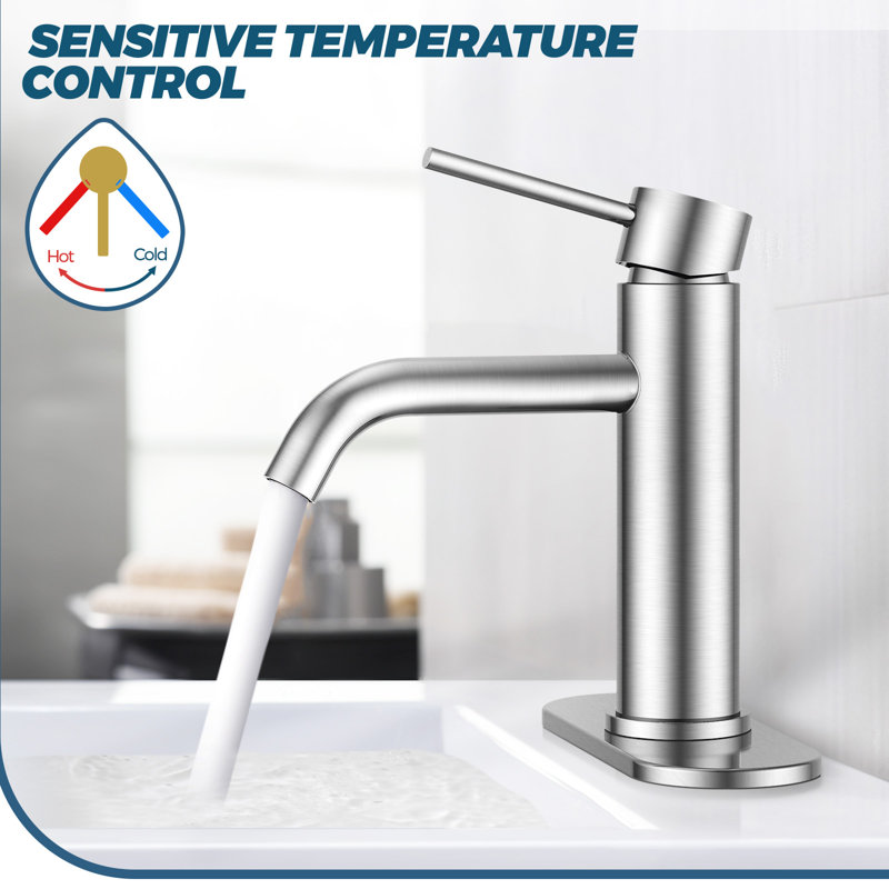  Forious® Ultra Single Hole Faucet Single-handle Bathroom Faucet with Drain Assembly, Silver