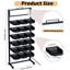 Grand support à chapeaux - Organisateur de rangement à casquette de baseball réglable à 6 niveaux avec plateau de 18 assiettes pour 180 casquettes de baseball, portemanteau, usage commercial, métal noir