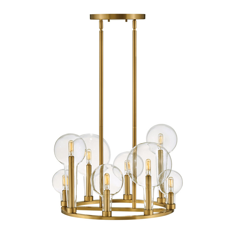 Indira 8 - Light Dimmable Wagon Wheel Chandelier, Lacquered Brass