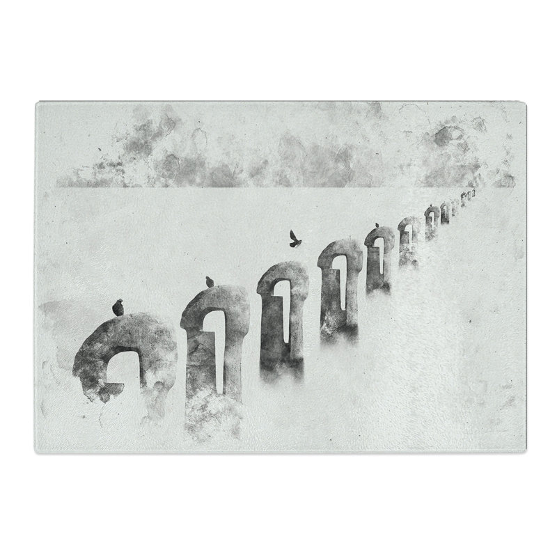 Tempered Glass Perched Pigeons Chopping Board, 28.5 cm x 39 cm