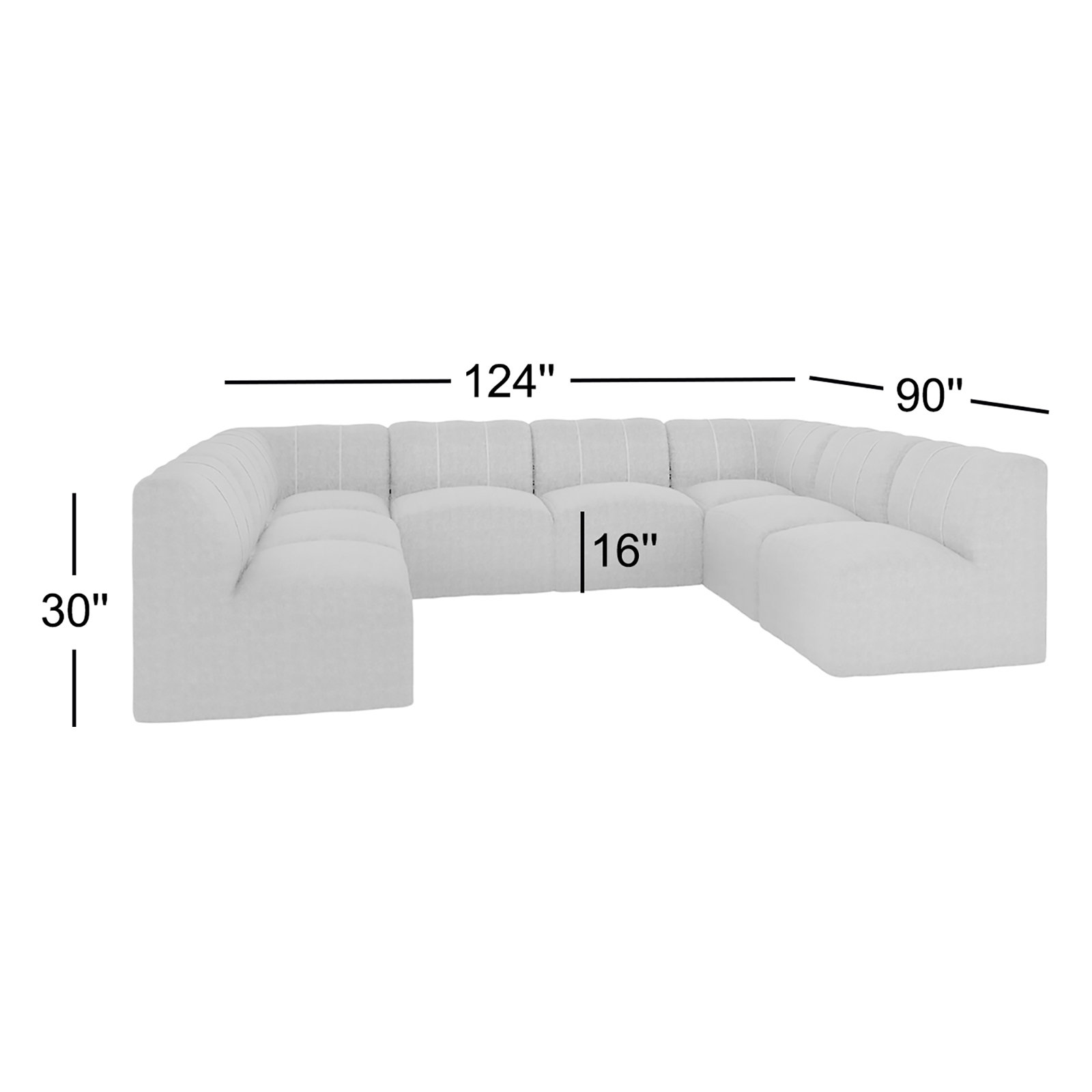 Praia 124" Sunbrella Outdoor U Sectional, Canvas Black Sunbrella® Canvas
