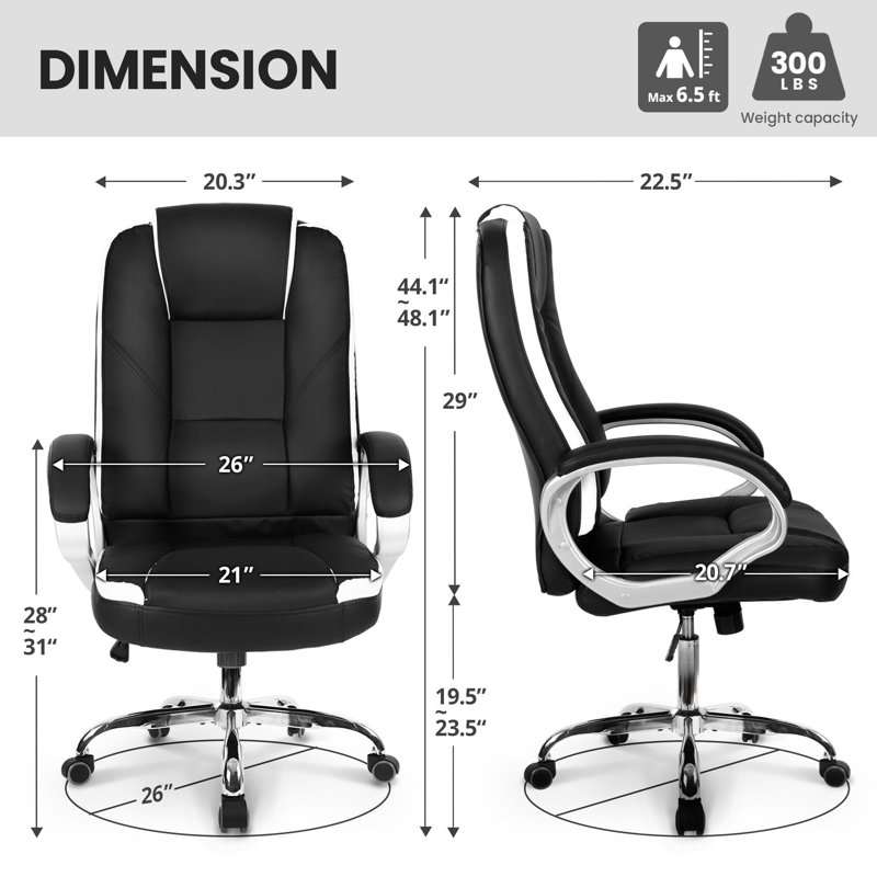 Nickoli Heavy Duty Design High Back Ergonomic Executive Office Chair, Black