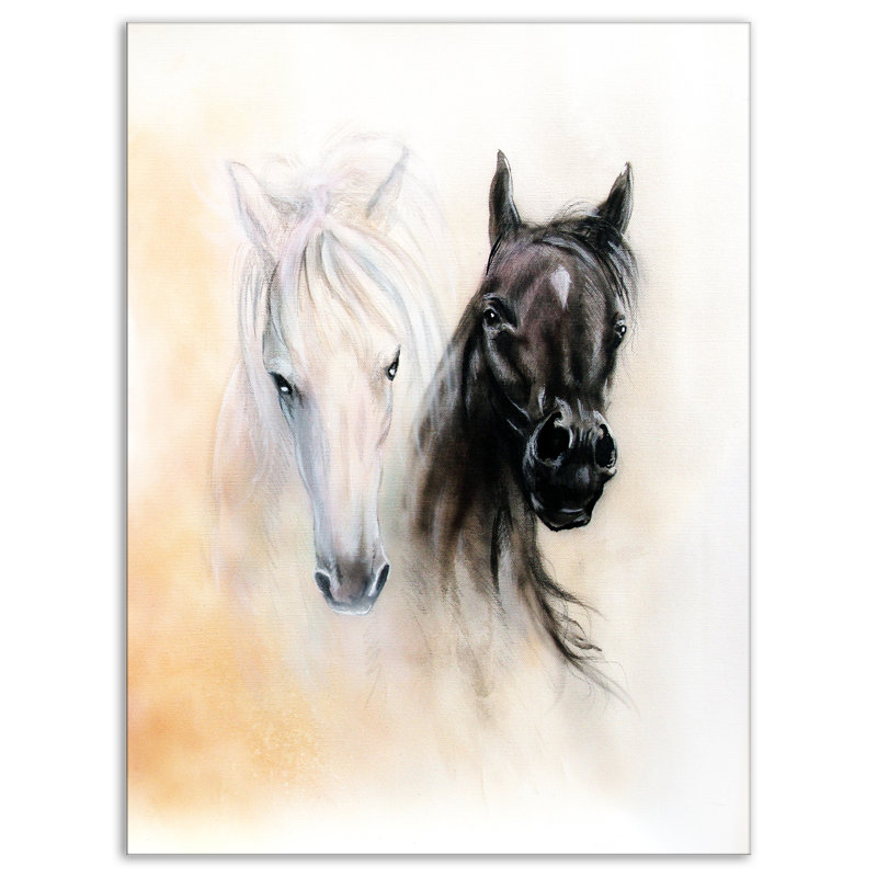 Têtes de cheval, reproduction d’art sur toile tendue, H 20 po x l 12 po x P 1po, Toile tendue