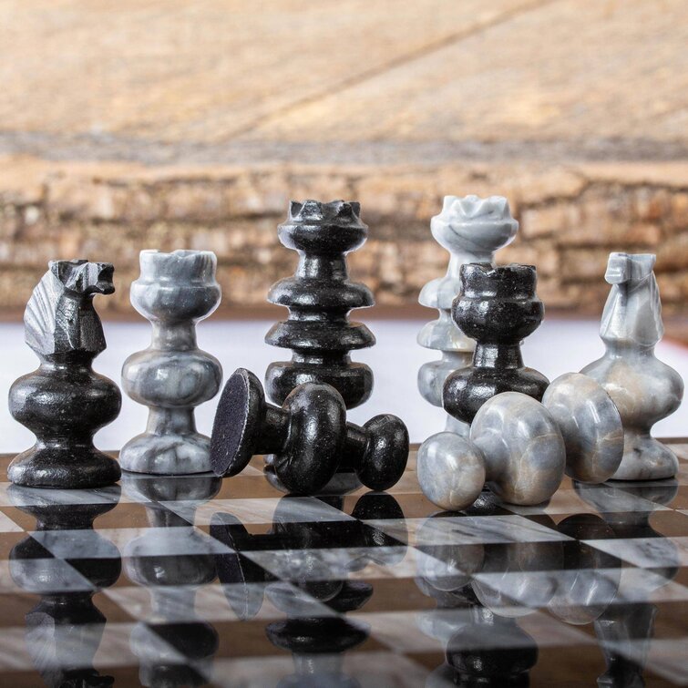 Novica 2 Player Wood Chess And Checkers Set