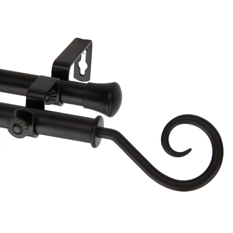 Tringle à rideaux simple Modern Curl, l 48 po à 84 po, Noir
