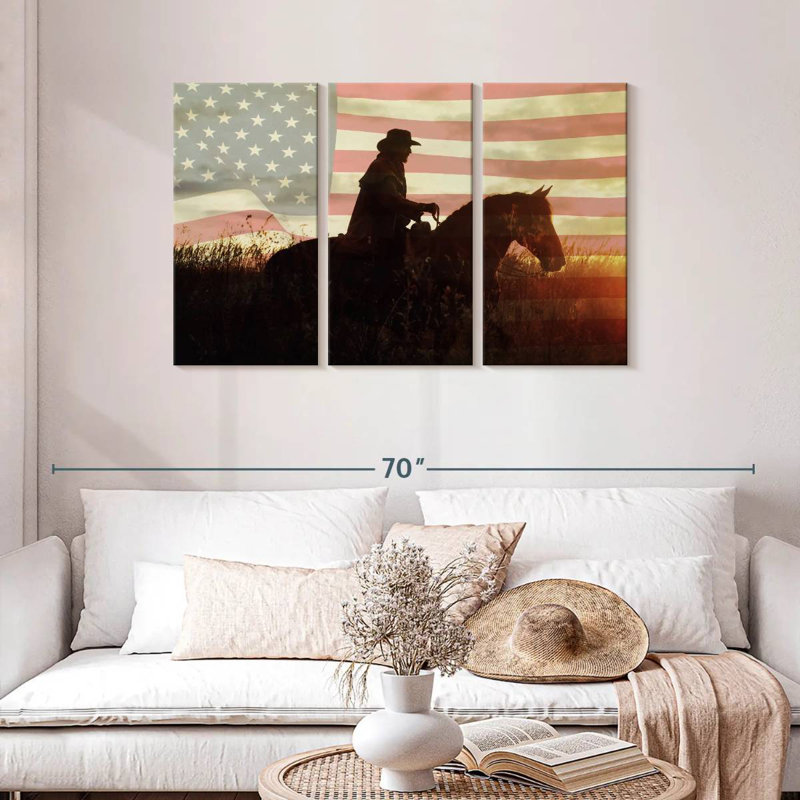 Lelar Cowboy US Flag, 20" H x 33" W
