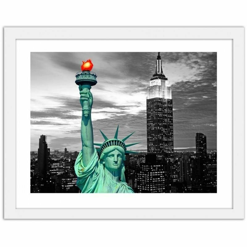 Gerahmter Fotodruck Die Freiheitsstatue und New York City