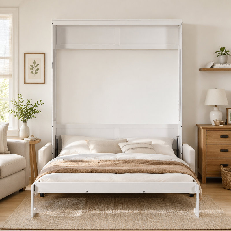 Grand lit escamotable mural avec coussin