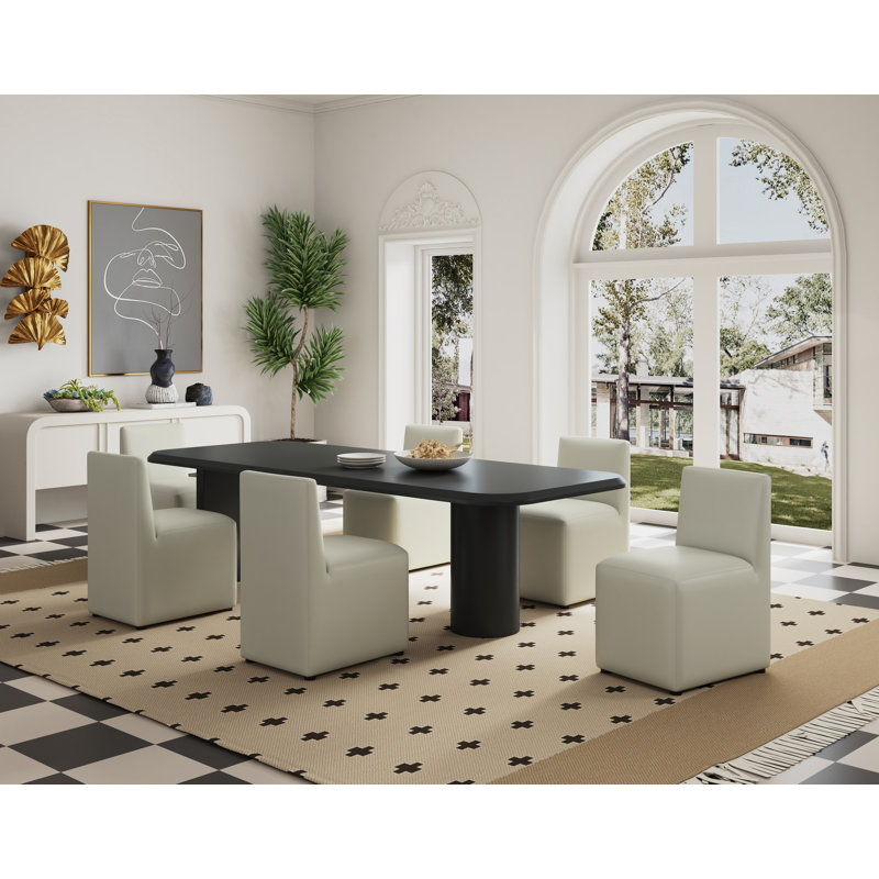 Dirk 19.69'' H Faux Leather Upholstered Parsons Chair, 2, Stone Gray