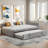 Upholstered L-shaped Daybed With Pop Up Trundle And Vertical Stripe Patterns-1466694413