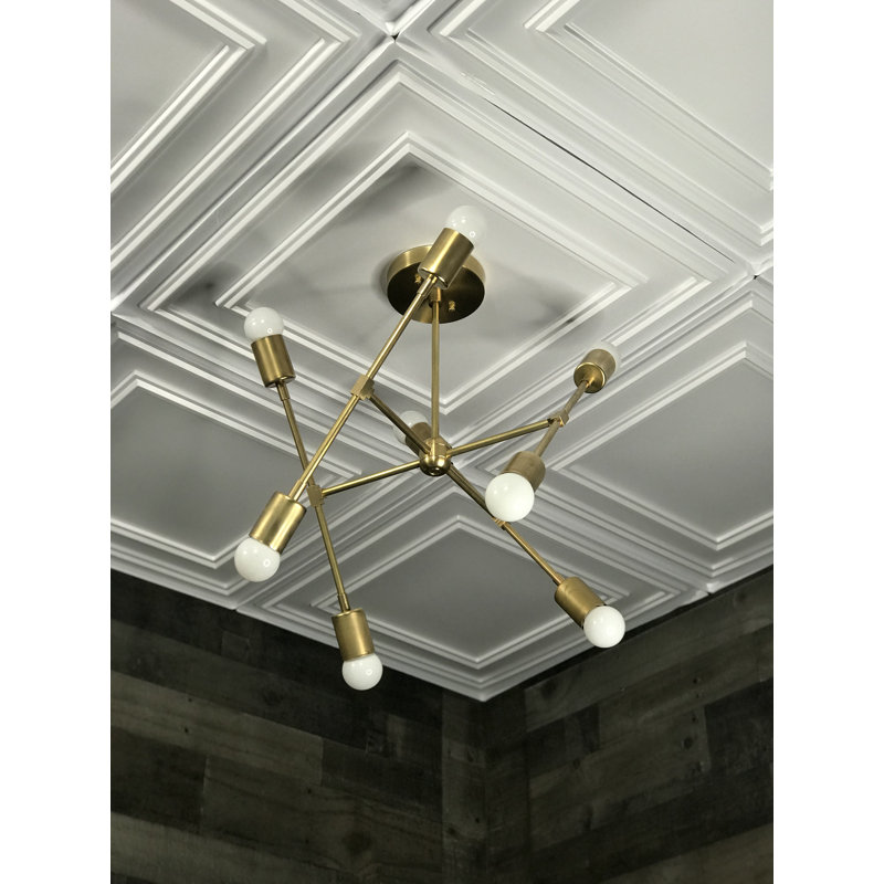 Lustre linéaire 8 lumières spoutnik modern Nadene, Laiton brut
