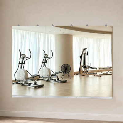Large Wall & Accent Mirrors, 3 Glass Panels, Modern Frameless Home Gym