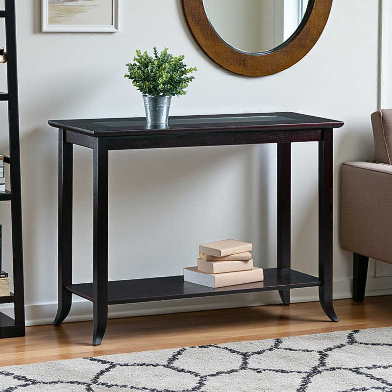 Console en verre trempé avec grande tablette Sienna, H 29,7 po x l 39,77 po x P 16,06 po