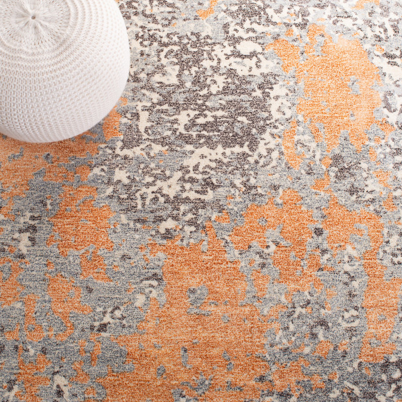 Dungannon Hand Tufted Wool/Viscose Pile Abstract Rug in Ivory/Silver, Rectangle 4' x 6'
