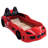 Twin Size Race Car Bed Of Red Finish, Modern Novelty Style, Magnetic Doors, Led Lights On Wheels And Bottom, Upholstered Sides Headboard, Remote - Controlled 4 Sound Alternatives, Headlights As Night-1882915316