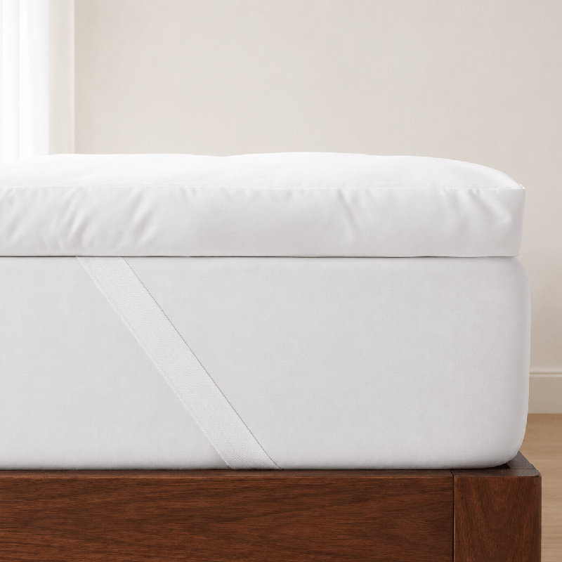 Plush Down Alternative Mattress Topper with Elastic Straps UP To 18inch, Full, White