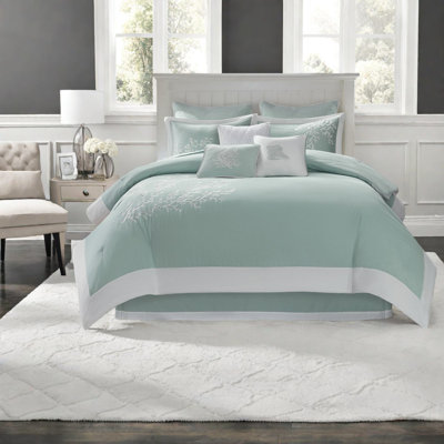 Oversized Cotton Twin Bedding Sets, Aqua Coastal Jacquard For Home