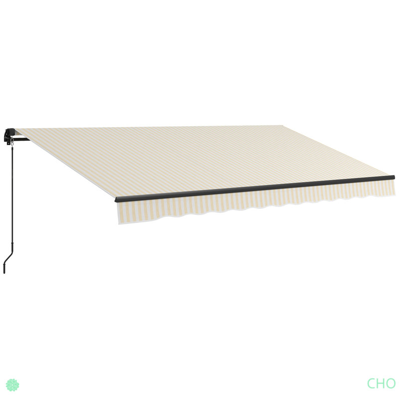 Auvent rétractable, abri de soleil pour auvent de patio avec poignée à manivelle, tissu résistant aux rayons UV de 280 g / m² et structure en aluminium pour terrasse, balcon, cour
