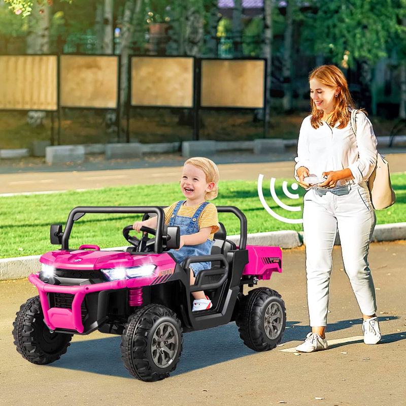 Pink 24V Kids Ride-On Truck with Remote Control and Electric Dump Bed