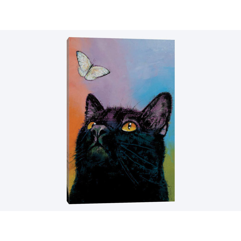 « black cat papillon », impression sur toile, H 18 po x l 12 po x P 1,5 po