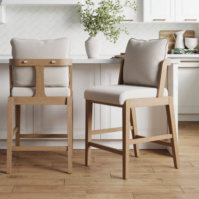 Ensemble de 2 tabourets de bar rembourrés avec coussin de dossier