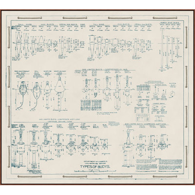 Buoy Chart Framed Drawing Print Canvas