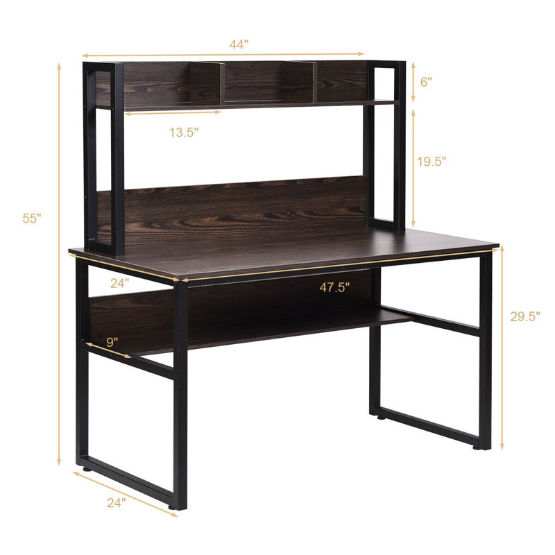 Metal Base Writing Desk, Black