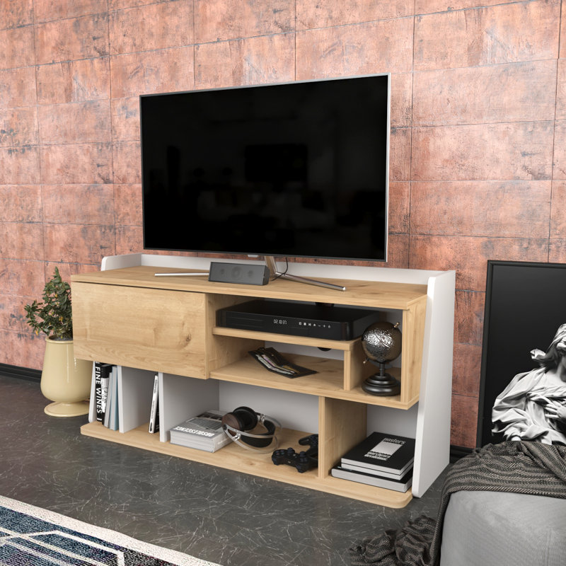 Goscho TV Stand for TVs up to 55", Sapphire Oak/White