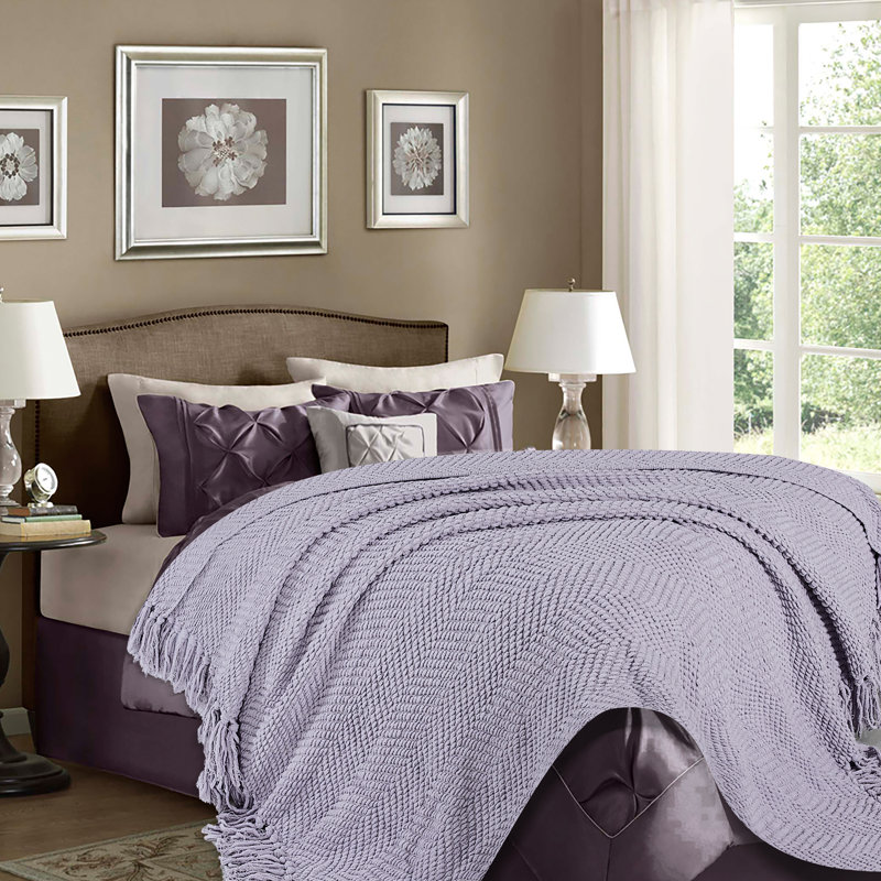 Jeté tricoté texturé , Lilas brumeux, l 65 po x L 50