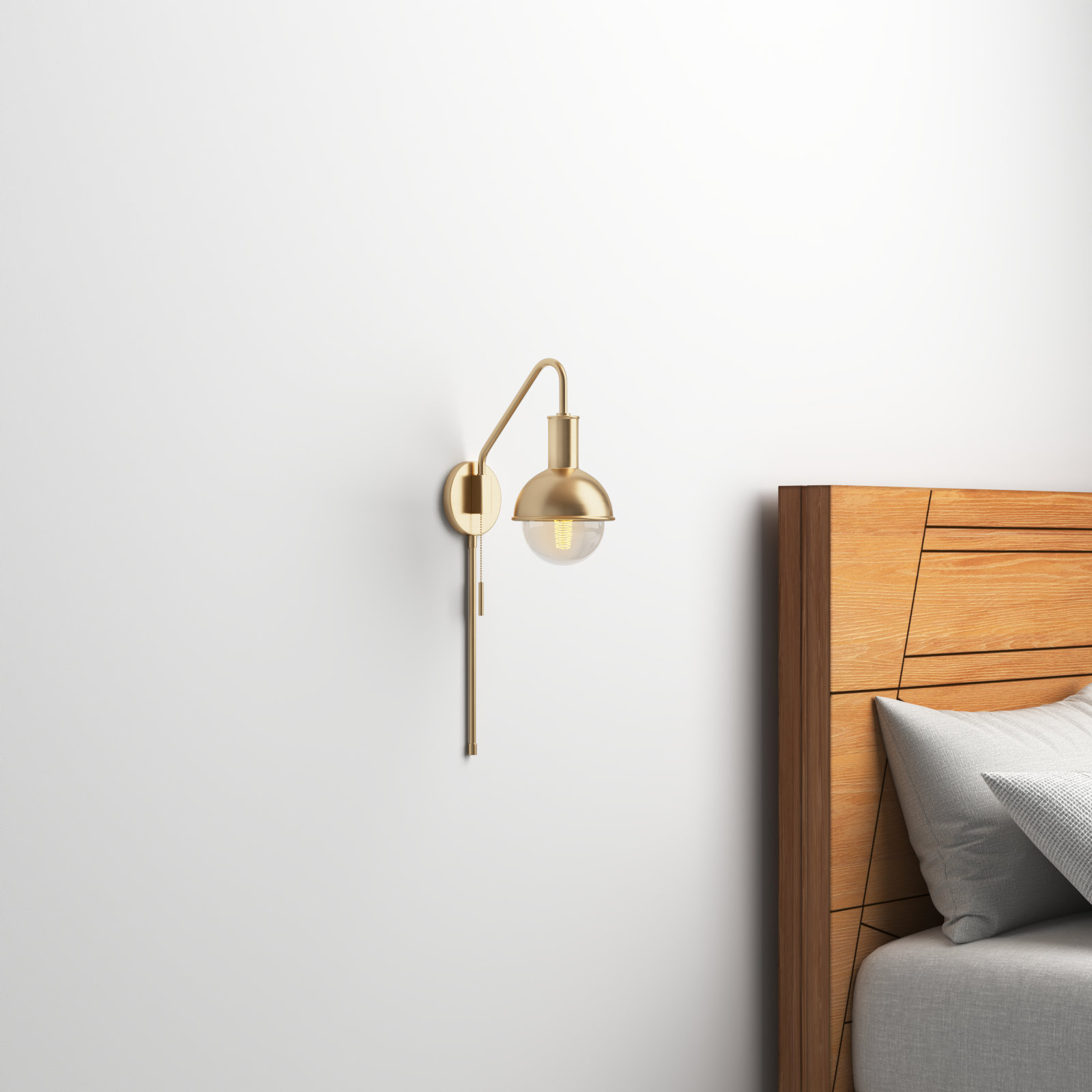 Luke Single Light Dimmable Plug-in Armed Sconce, Aged brass