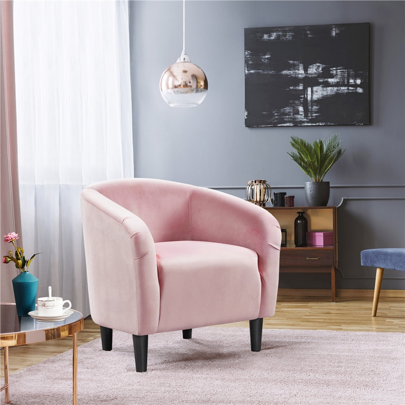 Robeson 28" Wide Velvet Barrel Chair, Pink Velvet