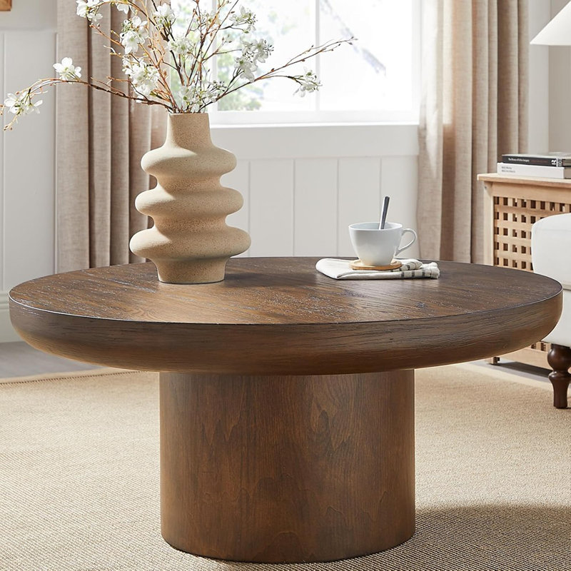 Table basse ronde en bois de 36 po pour le salon Circle Farmhouse Coffeetable