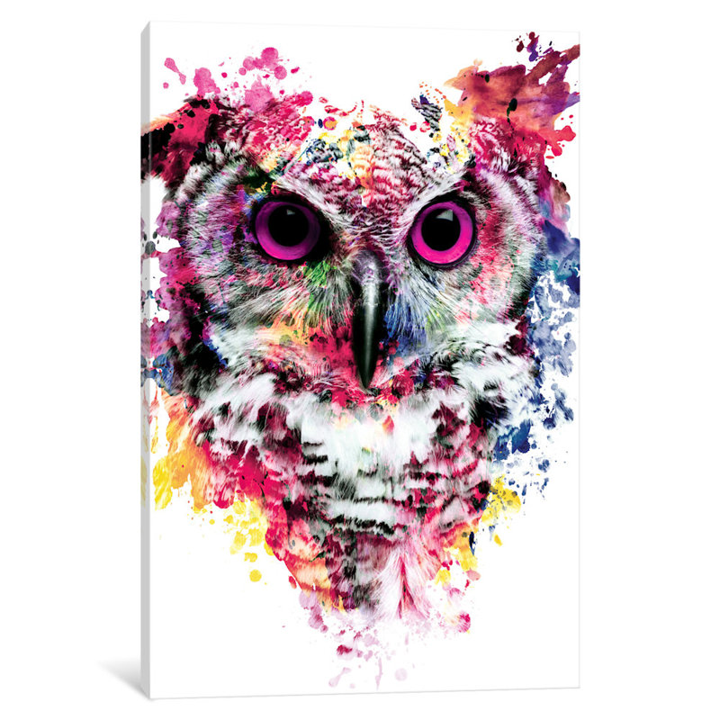 « hibou i », impression sur toile, H 26 po x l 18 po x p 1,5 po, Toile tendue, Pas de tapis