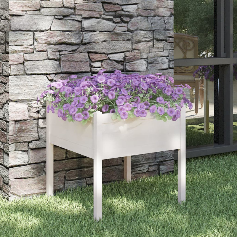 Boîte à fleurs en bois pour l'extérieur, Blanc, H 27,6 po x l 27,6 po x P 27,6 po