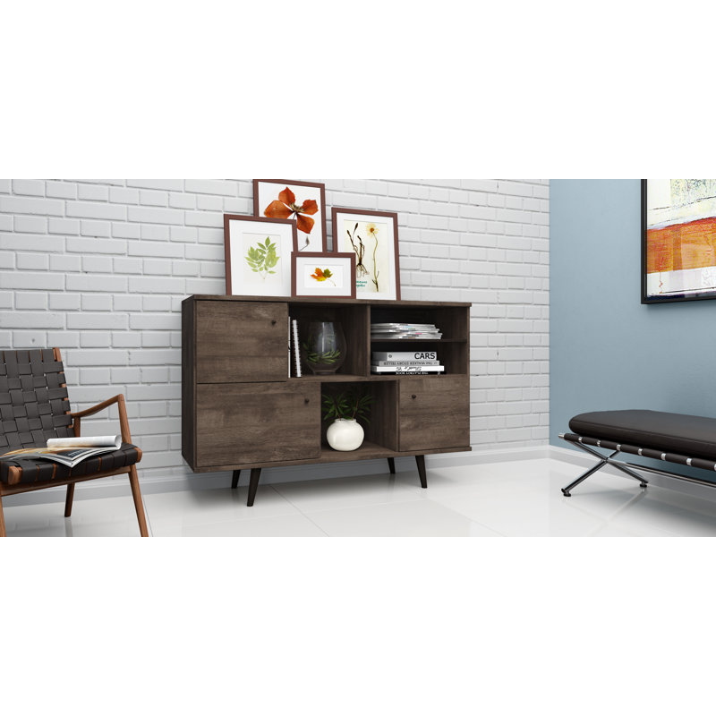 Table buffet large de 53 po Devanta, Brun patiné