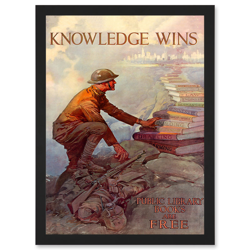 Advert Military War World Knowledge Wins Books American Library - Print