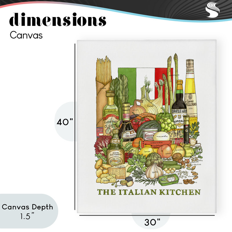 Toile de cuisine et de cuisine italienne, design par Nancy Overton, H 40 po x l 30 po