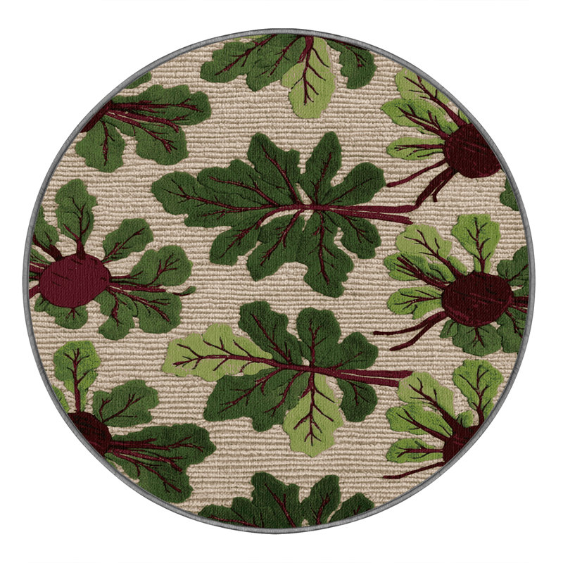 Washable Beet Microgreens Vegetables Area Rug, Round 7'