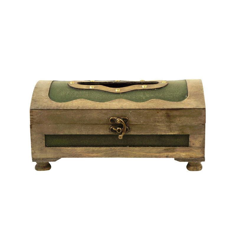Boîte à mouchoirs en cuir vert Usamah