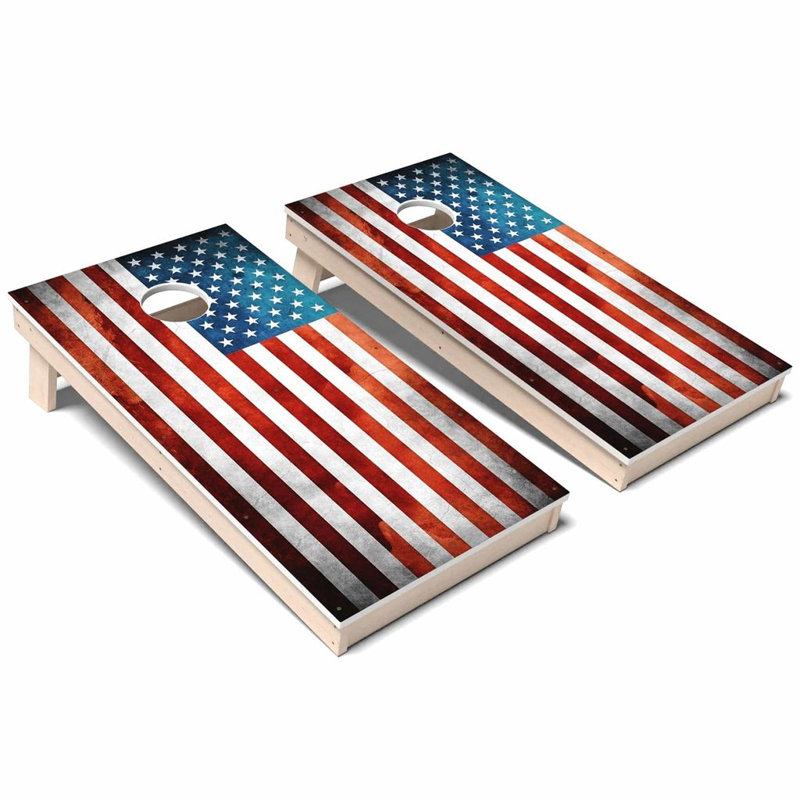 Ensemble de planches de cornhole Patriotic Grunge, Ajouter un étui et des lumières