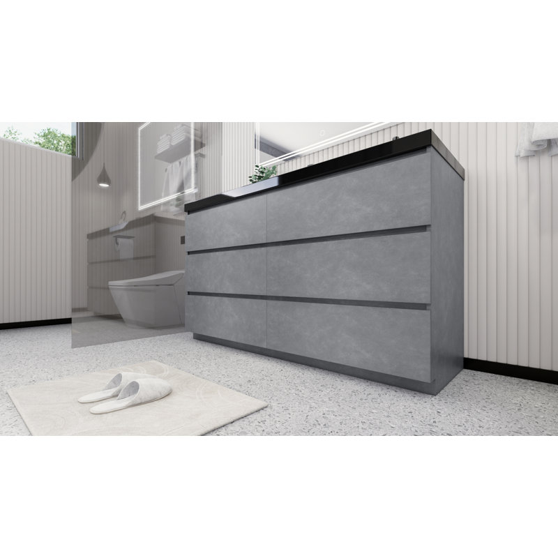 Ensemble de meuble-lavabo simple 59,5 po Santrice Royal, Gris ciment