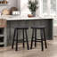 Ensemble de 2 tabourets à hauteur de comptoir de style transitionnel, meubles en bois d'hévéa massif à finition noire-117657371-117657365-117657369