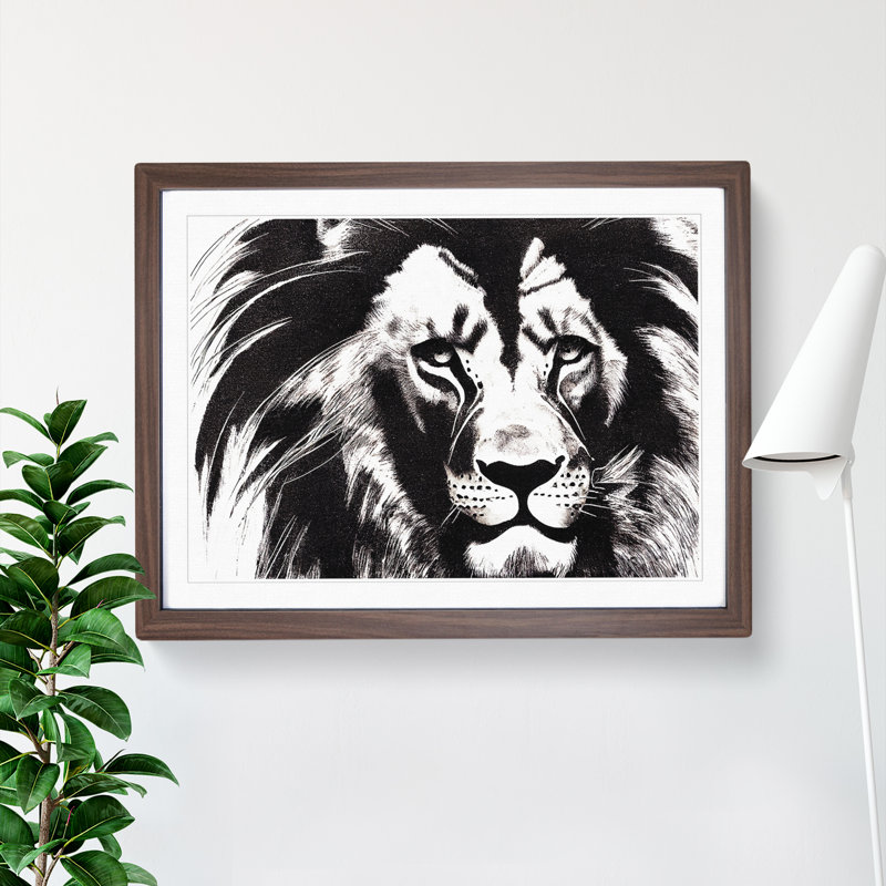 An Immense Lion 1 Piece Single Picture Frame Wall Art, 46cm H x 64cm W x 2cm D, Brown Framed
