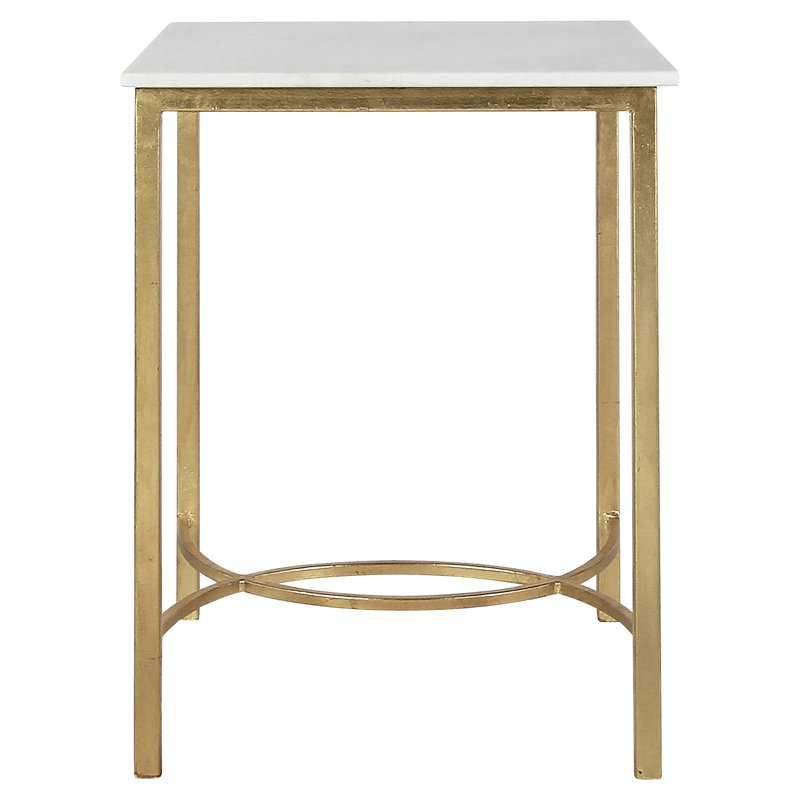 Lilian End Table, Carrera Marble, Gold Leaf