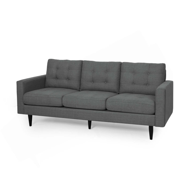 Canapé à accoudoirs carrés de 82,7 po Cudahy, Tissu gris foncé