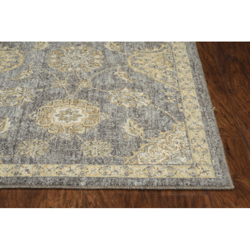 Bodily Gray Wool Medallion Area Rug, Rectangle 9' x 13"
