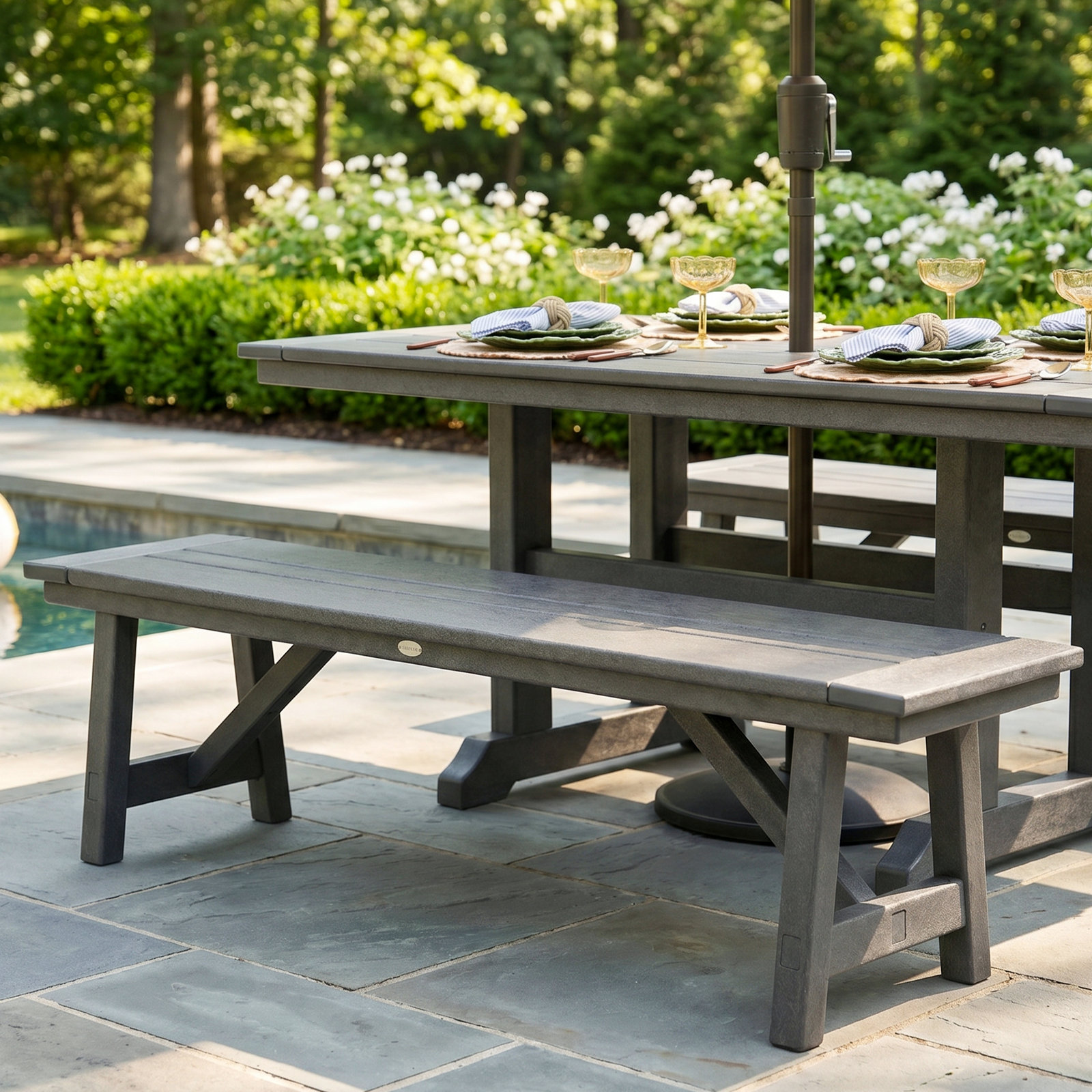 POLYWOOD® 61" Picnic Bench, Slate Gray